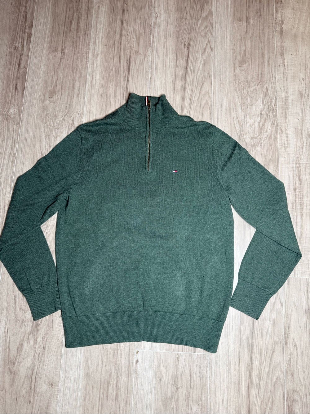 Tommy Hilfiger Men's Forest Green Quarter-Zip Sweater